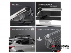 Alfa Romeo Stelvio Roof Rack Cross Bars - for models w/ factory roof rails - Black